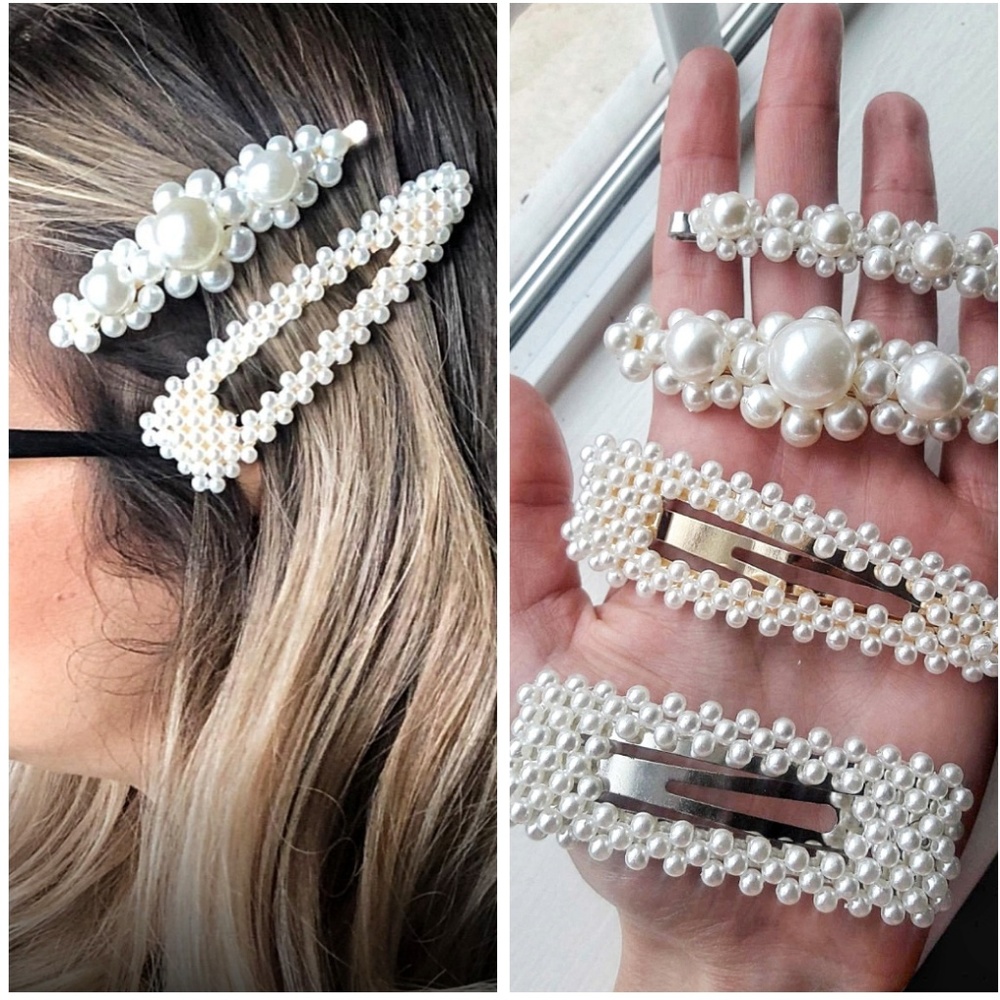 4 Oversized Large Pearl Clips, Hair Pins Set